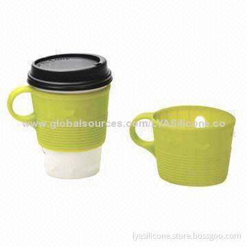 Silicone Coffee Cup Sleeve with Handle, Sedex Manufacture Supply